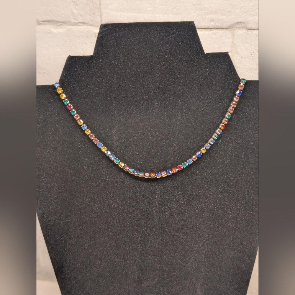 💚Berna Peci Gold Necklace With Multi Color Stones Adjustable NWT 20 Inch